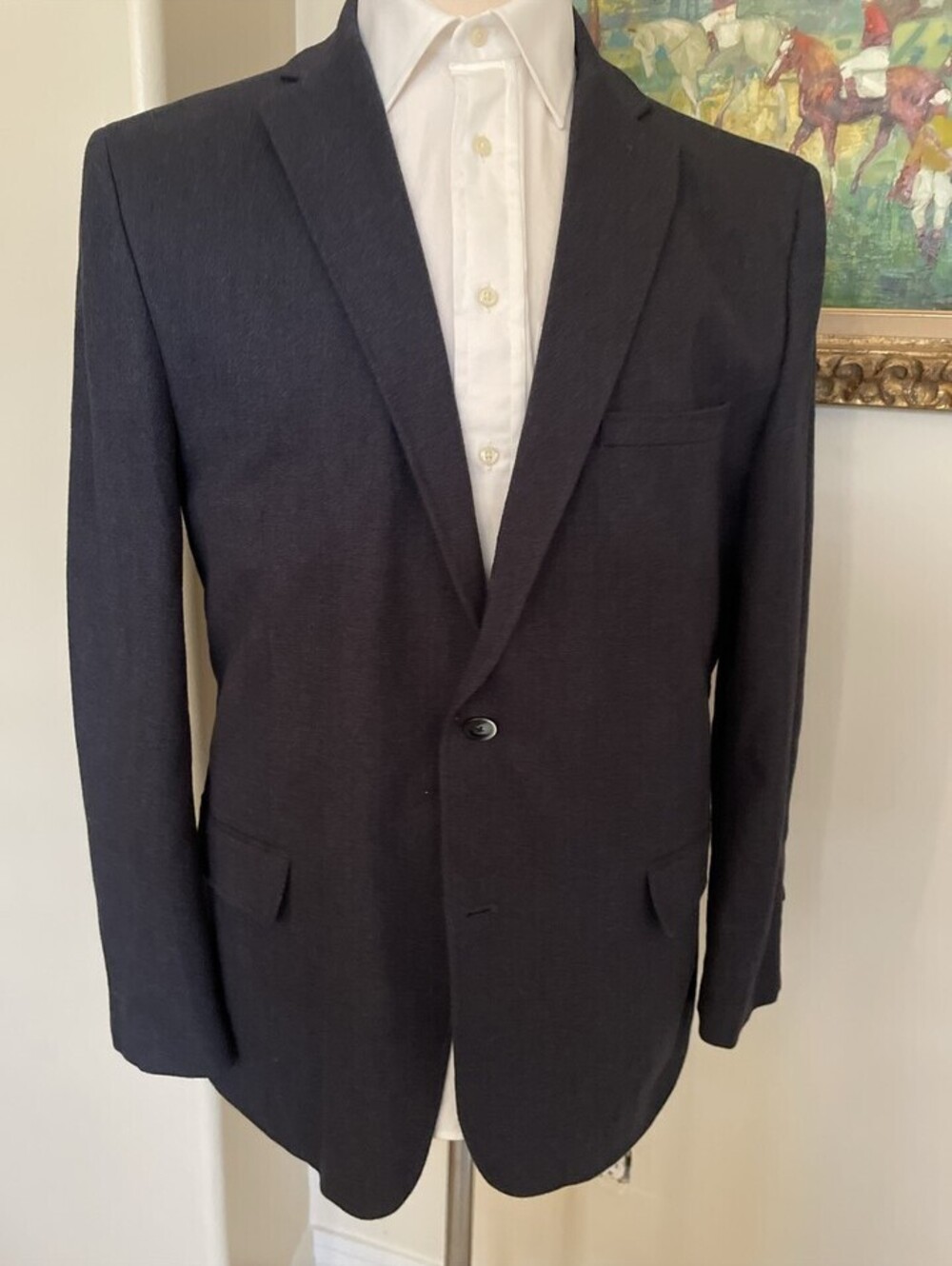 Ben Sherman Blue Cotton Sport Coat Jacket Blazer 46R